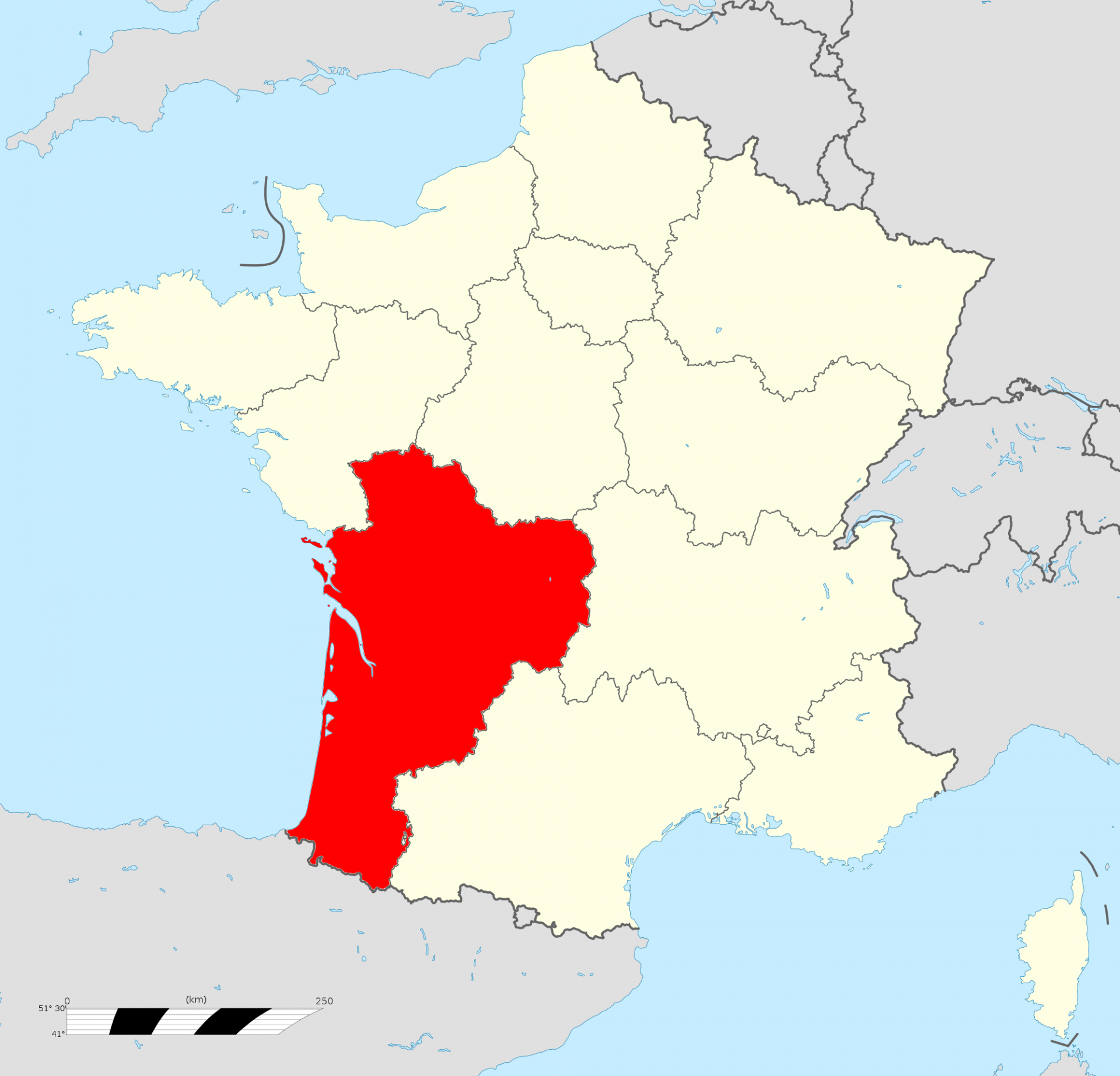 Nouvelle aquitaine region locator map svg